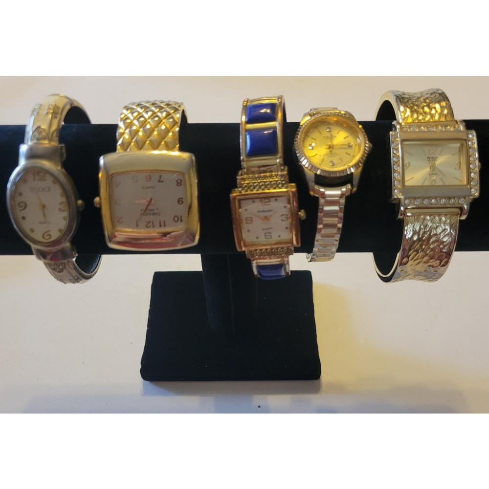 5 Vtg Embassy & Gruen Watches Gold Tone Rhinestone Analog Jewelry‎ **For Parts
